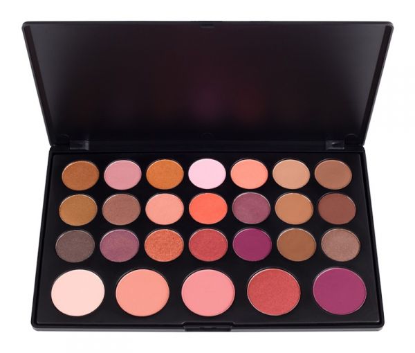 Paleta de 21 cores de sombras neutras e 5 tons de blushes